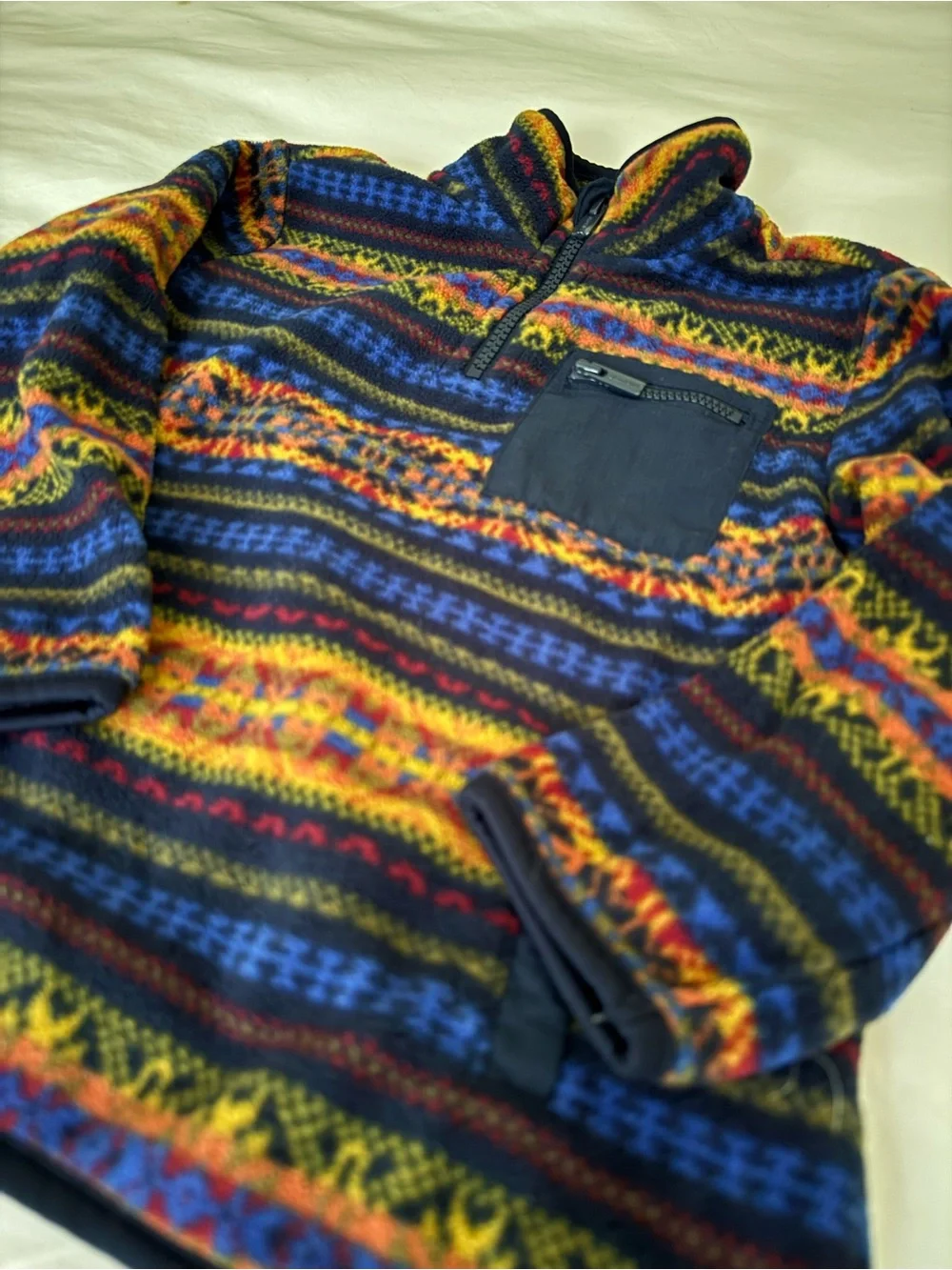 Old Navy Toddler Boys Multi-Color Patterned Quarter-Zip Fleece Pullover